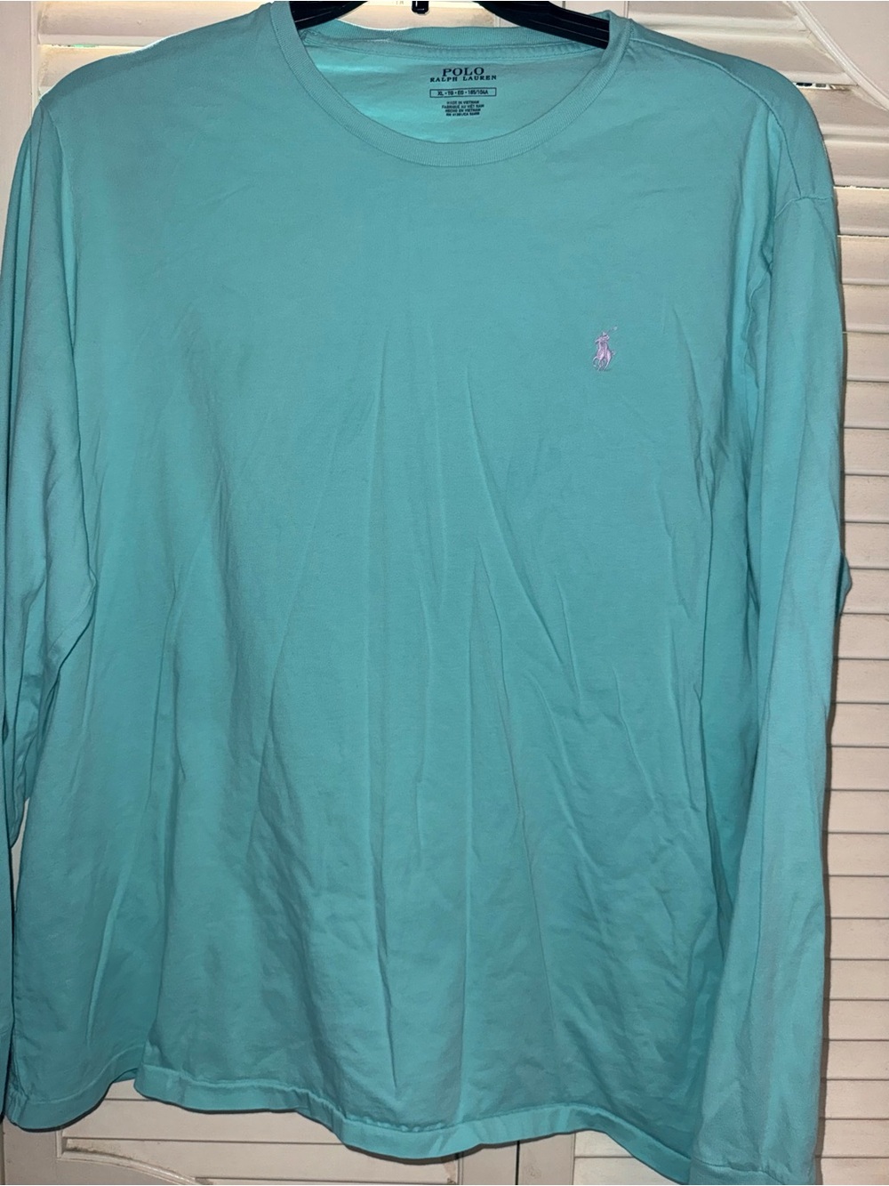 Polo by Ralph Lauren Long-Sleeve Crew Tee in Aqua Blue